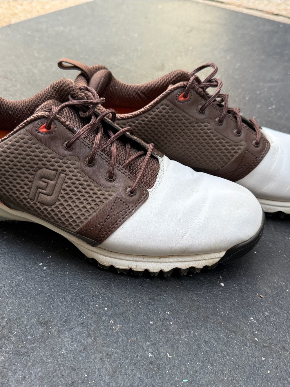 FootJoy Brown and White Men's Athletic Golf Shoes
